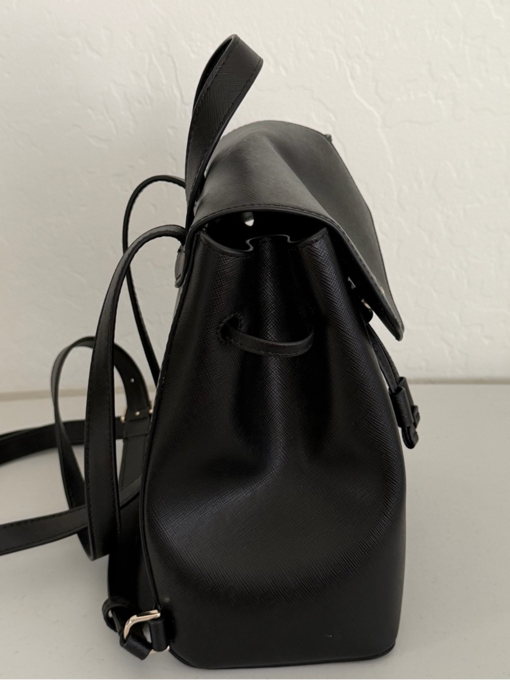 Kate Spade Lizzie Black Saffiano Leather Flap Backpack - Picture 4 of 13